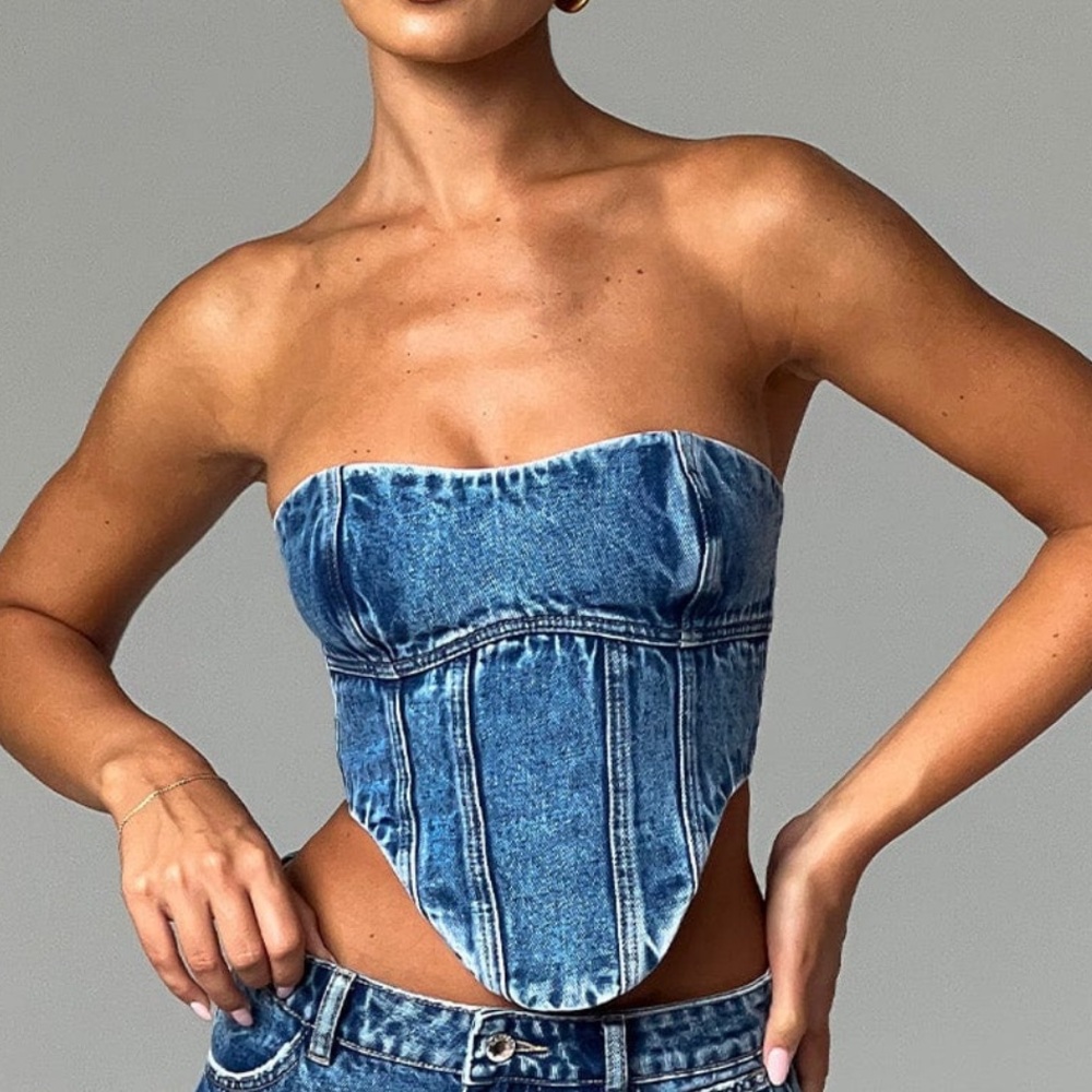 Baby Boo Denim Blue Women's Crop Top